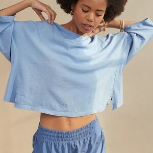 Aerie Summer House Slouchy Oversized T-Shirt Blue NEW Medium NWT